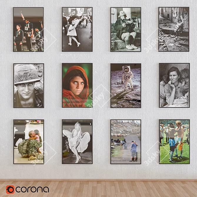 Historic Moments: Framed Photo Collection 3D model image 1