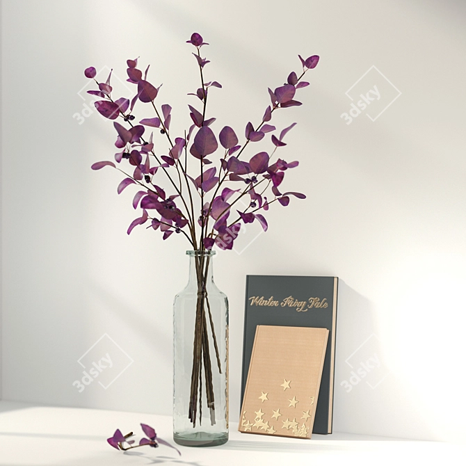 Glowing Twig Vase Bouquet 3D model image 1