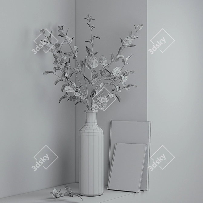 Glowing Twig Vase Bouquet 3D model image 2