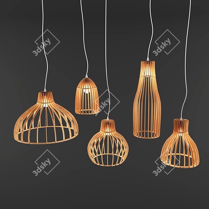 Rustic Wooden Chandelier 3D model image 1