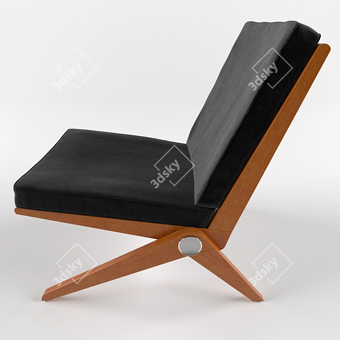 Scissors Frame Mid-Century Chair 3D model image 3