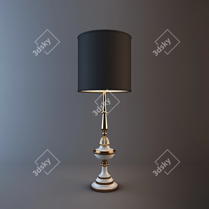 Elegant Brass and Porcelain Table Lamp 3D model image 1