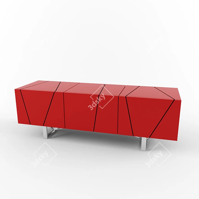 Sleek Oak Chest of Drawers 3D model image 1