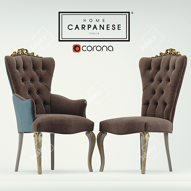 Elegant Carpanese Chair & Armchair 3D model image 1