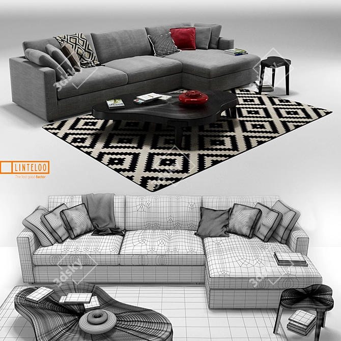 Modern Linteloo Fabio Corner Sofa 3D model image 2