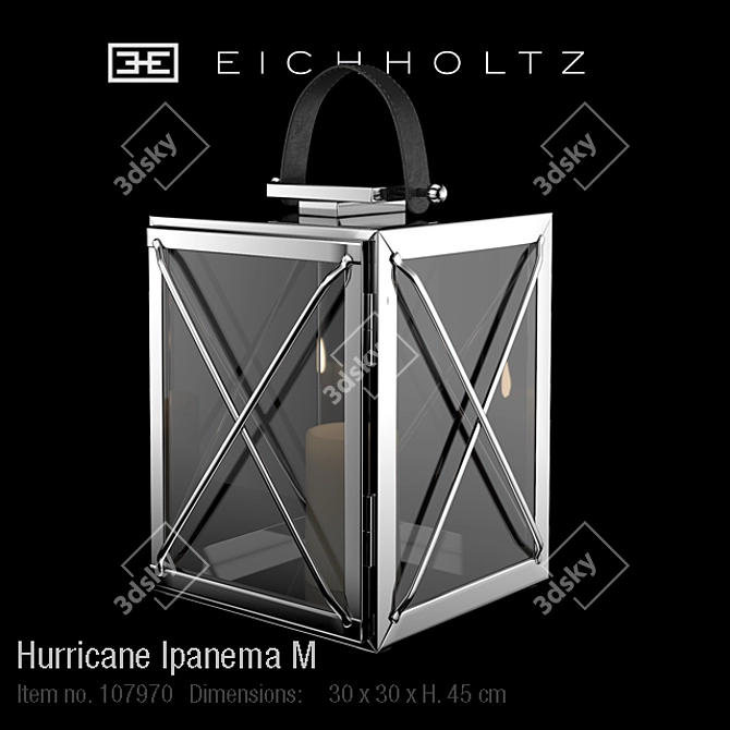 Elegant Nickel Lantern with Smoke Glass - Ipanema M 3D model image 1