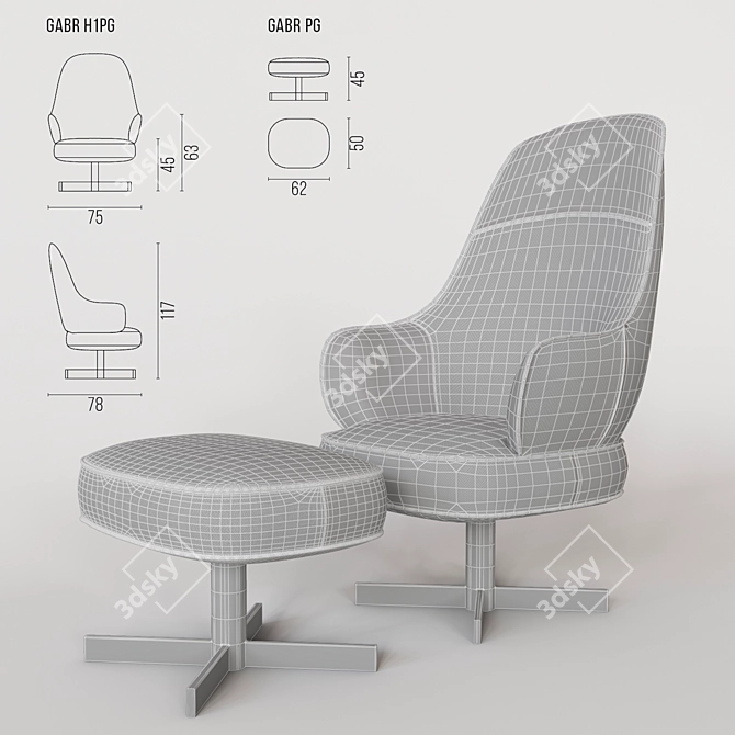 Gabriel High: Modern Comfort in a Compact Design 3D model image 2