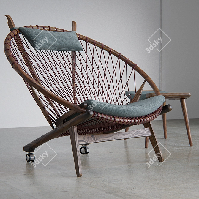 Modern Wegner Circle Chair (W112cm x D94cm x H97cm) 3D model image 2