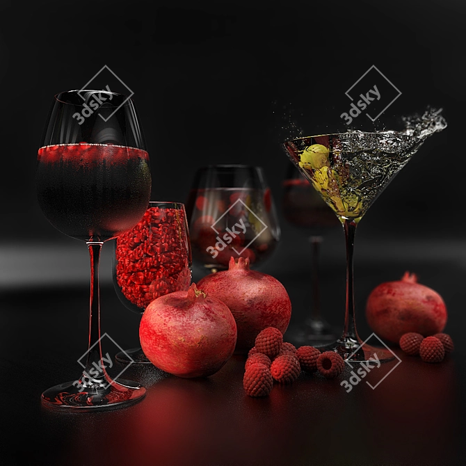 Beverage and Fruit Combo Set 3D model image 1