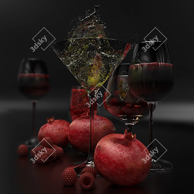 Beverage and Fruit Combo Set 3D model image 2