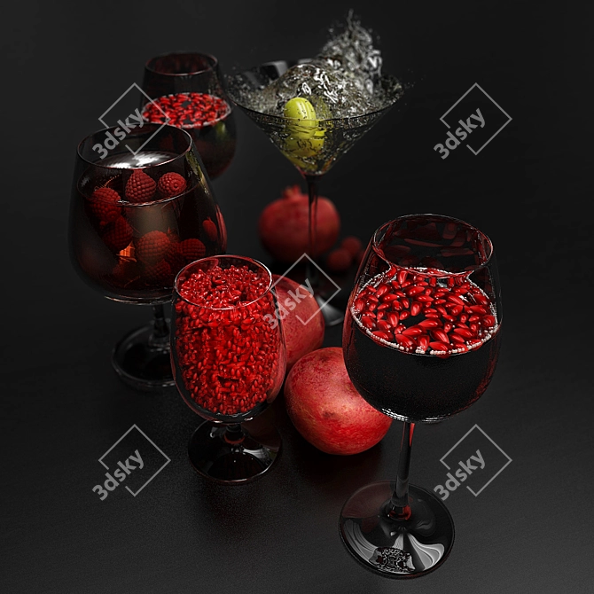 Beverage and Fruit Combo Set 3D model image 3