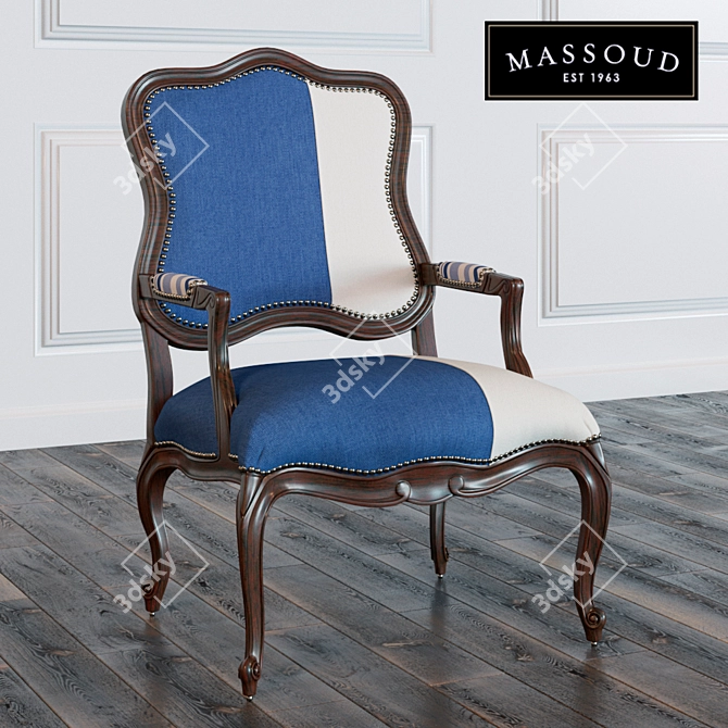Modern Colorblock Bergere Chair - Michael Collection 3D model image 1