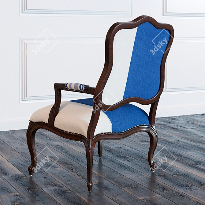 Modern Colorblock Bergere Chair - Michael Collection 3D model image 2