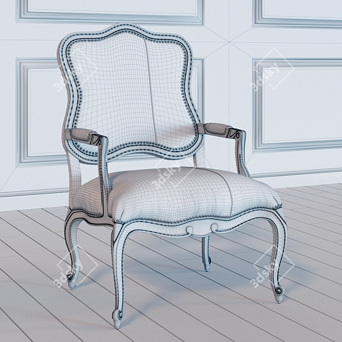 Modern Colorblock Bergere Chair - Michael Collection 3D model image 3