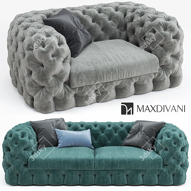 MaxDivani AUTOGRAFO Sofa & Chair Set 3D model image 1