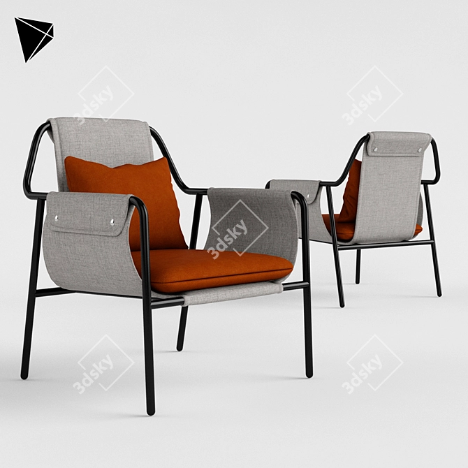 Sleek Steel Lounge Chair 3D model image 1