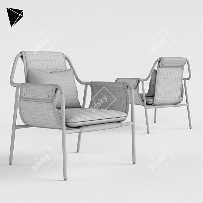 Sleek Steel Lounge Chair 3D model image 3