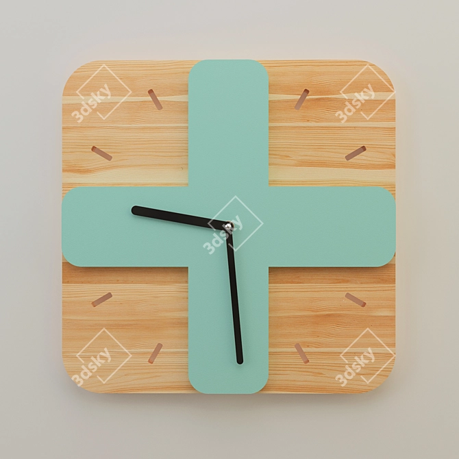 Rustic Wood Wall Clock 3D model image 1