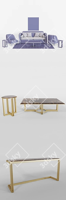 Elegant LuxDeco Furniture Set 3D model image 3