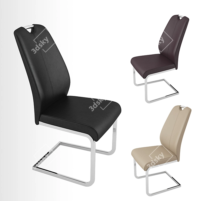Sleek "Toyo" Chair - Leather & Chrome 3D model image 1