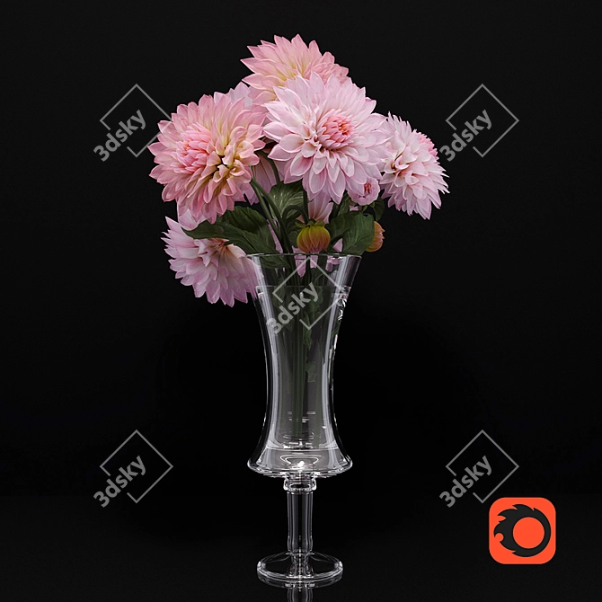 Dazzling Dahlias: Blooming Beauty 3D model image 1