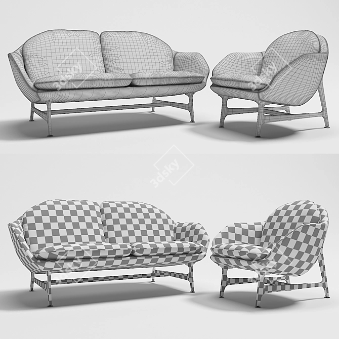 399 Vico: Stylish Cassina Chair and Sofa 3D model image 2