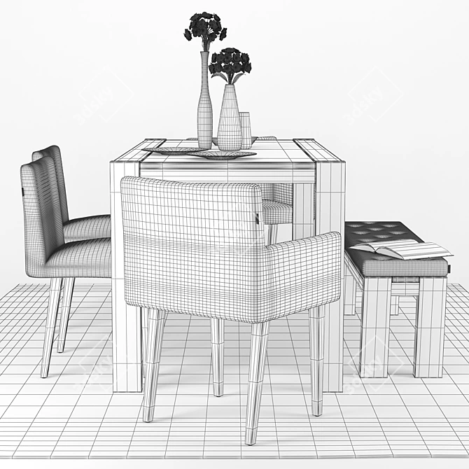 Elegant Boerum Dining Table 3D model image 2