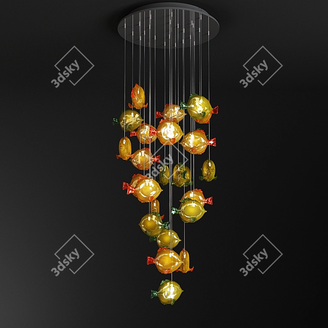 Murano Fish Chandelier: Transformable Poolside & Staircase Lighting 3D model image 1