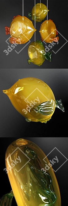 Murano Fish Chandelier: Transformable Poolside & Staircase Lighting 3D model image 3