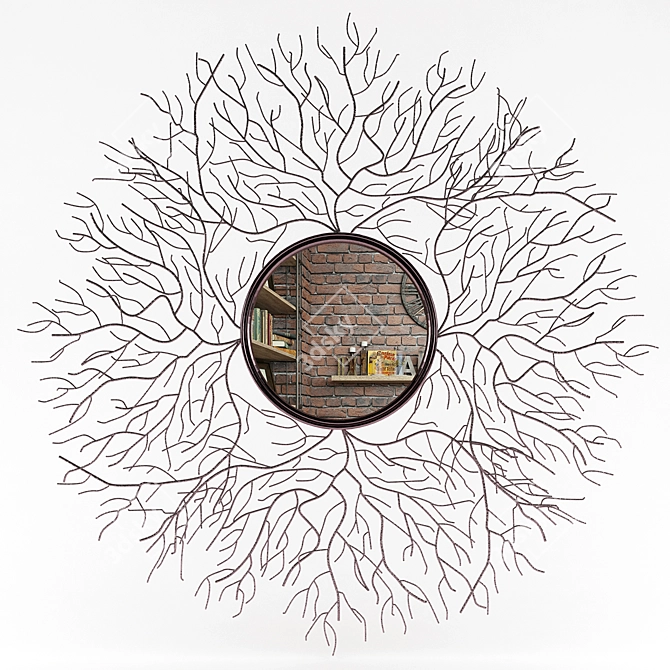 Nature's Reflection: Dry Branch Mirror 3D model image 1