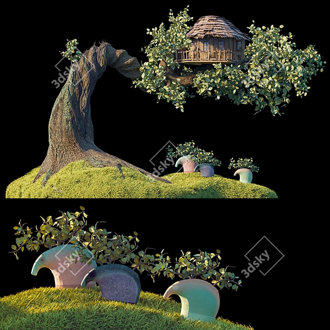 Elevated Oasis: 3D Tree House 3D model image 1