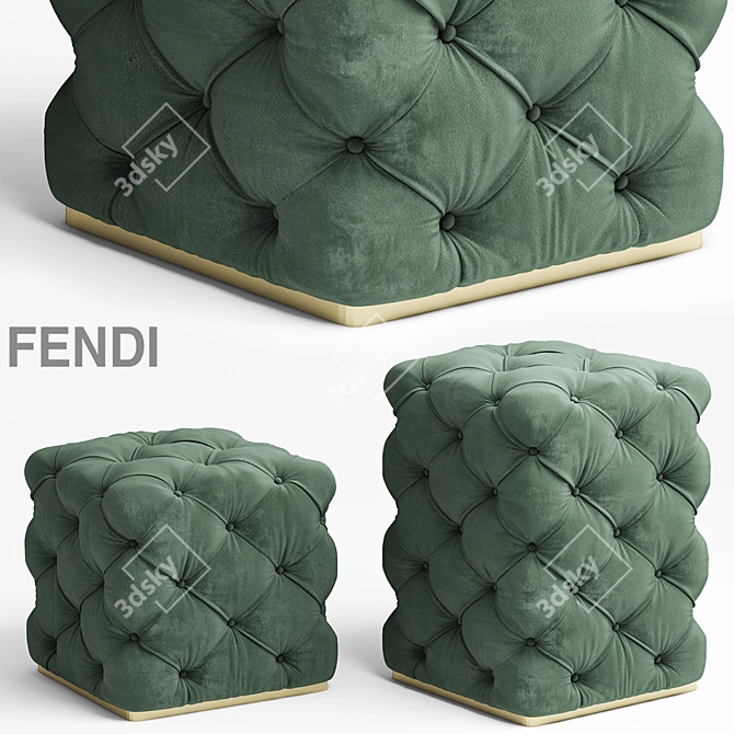 Luxury Fendi Ottoman: Poof Exquisite Comfort! 3D model image 1