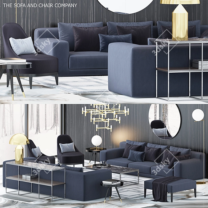 Luxury Furniture Set: Chester Bench, Ennis Rug, Stanley Armchair, Elis Sofa & More 3D model image 1