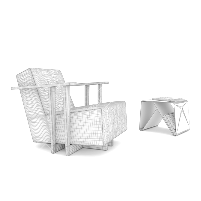 Neil David F2 Armchair & BT4 Table: Modern Comfort & Style 3D model image 2