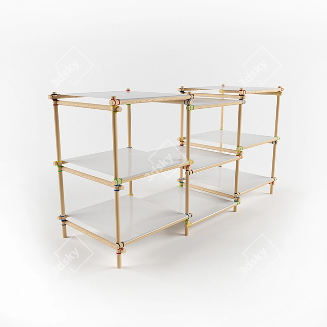 Handcrafted Wooden Shelves 3D model image 1