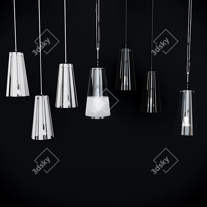 Elegant Pendant Light Set 3D model image 1