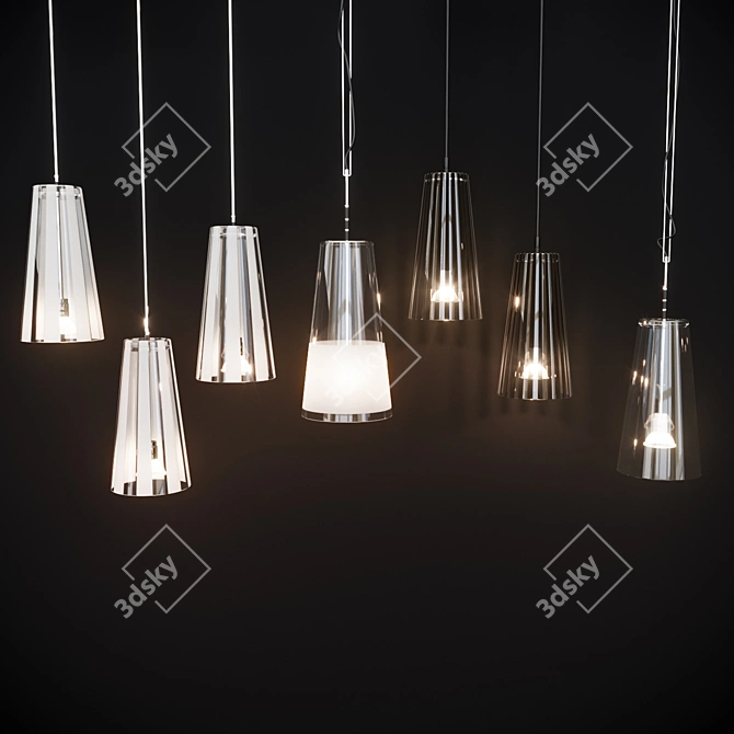 Elegant Pendant Light Set 3D model image 2