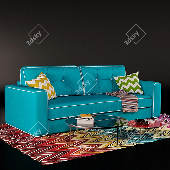 Pufetto Sofa Bed 1500x1950 - 2400x1070x900 mm 3D model image 2