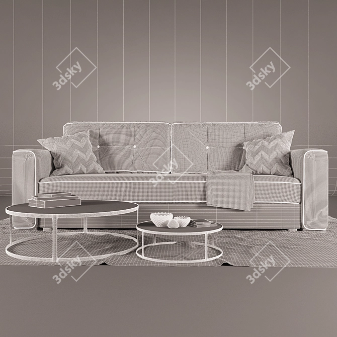 Pufetto Sofa Bed 1500x1950 - 2400x1070x900 mm 3D model image 3