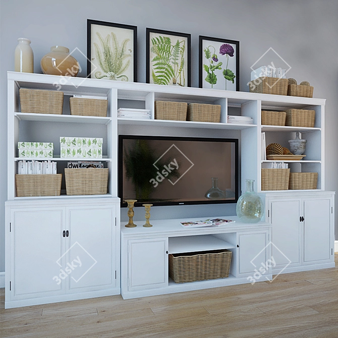 Pottery Barn Logan Media Suite - Door Bookcase & Bridge 3D model image 2