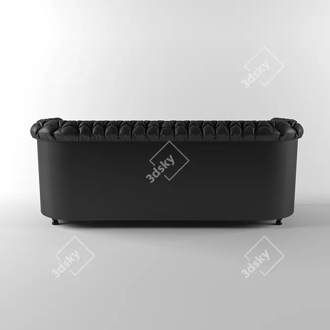 Elegant Black Leather Chestfield 3D model image 3