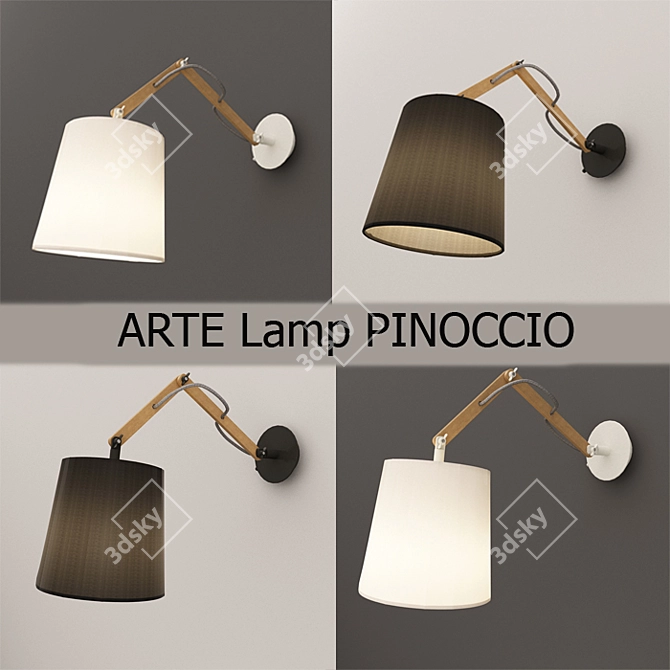 Whimsical Wood and Metal Sconce 3D model image 1