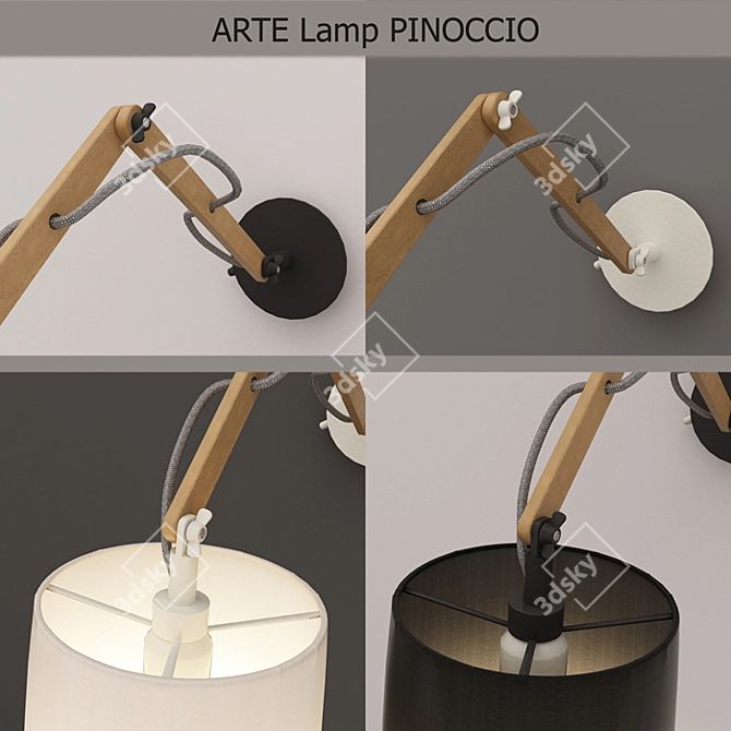 Whimsical Wood and Metal Sconce 3D model image 2