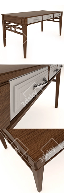 Nobele Oak Dark: Solid Oak Writing Desk 3D model image 2