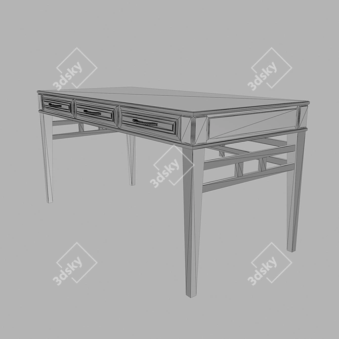 Nobele Oak Dark: Solid Oak Writing Desk 3D model image 3