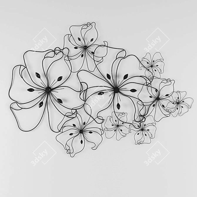  Elegant Floral Wall Art 3D model image 1