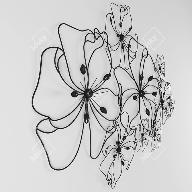  Elegant Floral Wall Art 3D model image 2