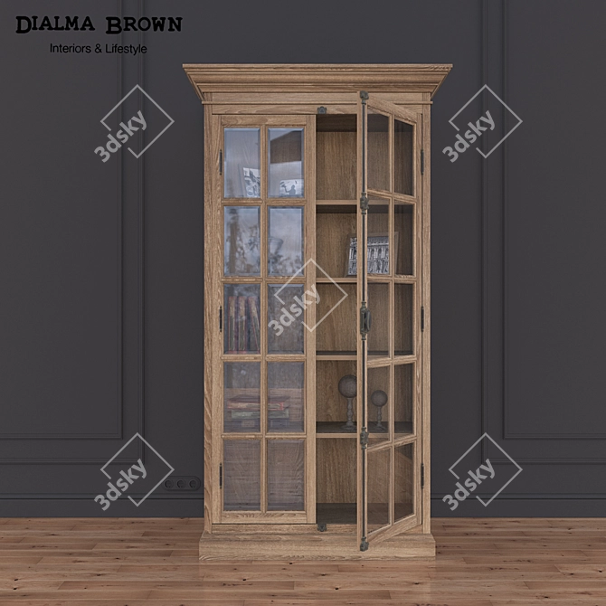 Elegant Glass Cabinet with Three Colors - Includes Decor 3D model image 2