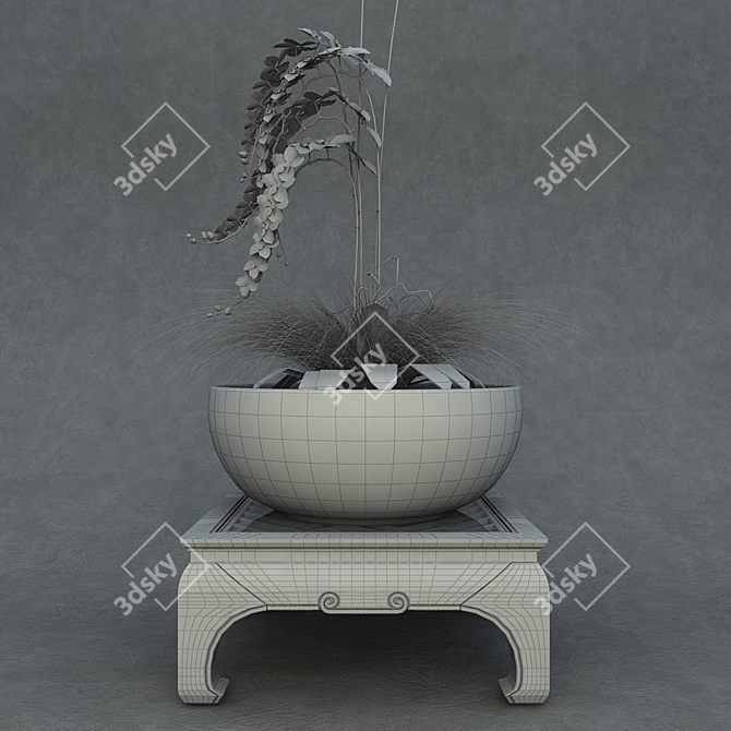 Exquisite Chinese Vase Orchid 3D model image 2