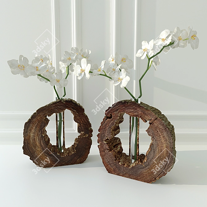Elegant Orchid in Decorative Vase 3D model image 1